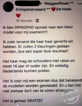 Mijne kletst me de oren van m’n kop.