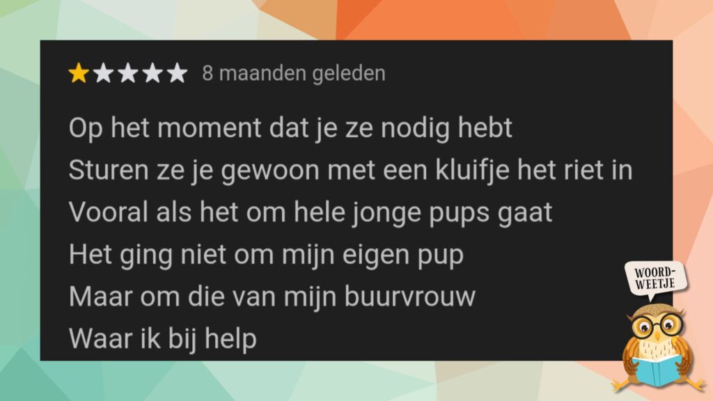 Woordweetje kluitje in het riet